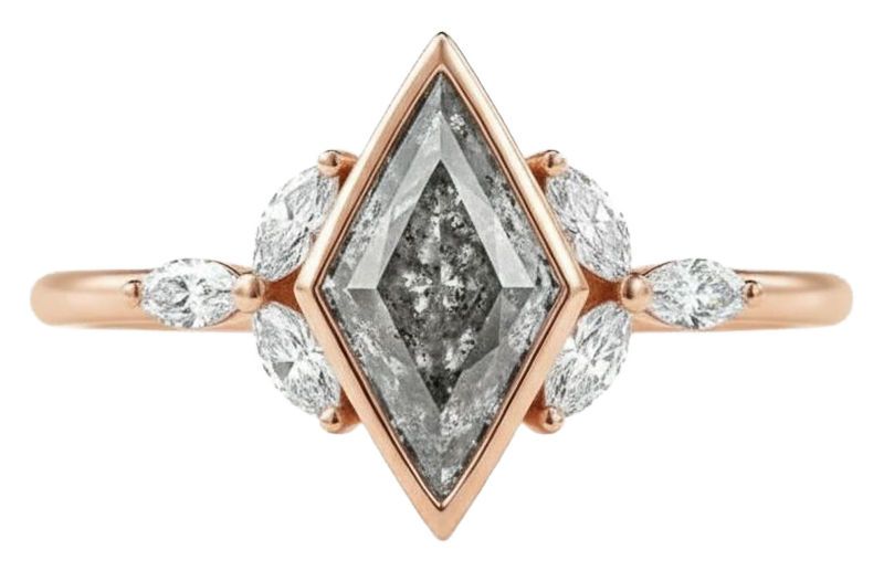 Rose gold kite diamond ring